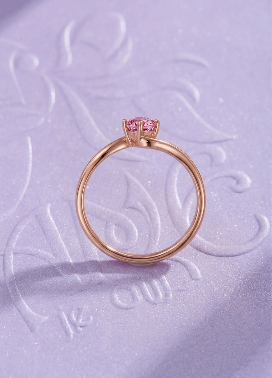 Nhẫn Vàng hồng đá quý tự nhiên Natural Pink Topaz Ring in 14K Rose Gold by AME Jewellery