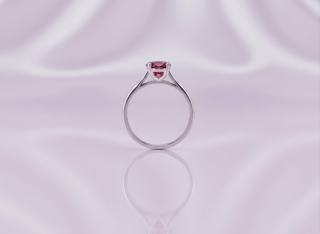 Nhẫn Vàng trắng Đá quý tự nhiên Natural Oval Pink Topaz Ring in 10K White Gold by AME Jewellery