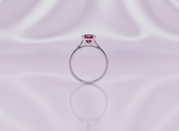 Nhẫn Vàng trắng Đá quý tự nhiên Natural Oval Pink Topaz Ring in 10K White Gold by AME Jewellery