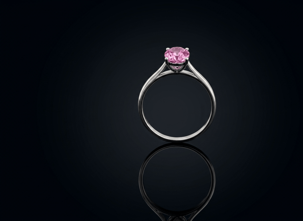 Nhẫn Vàng trắng Đá quý tự nhiên Natural Oval Pink Topaz Ring in 10K White Gold by AME Jewellery