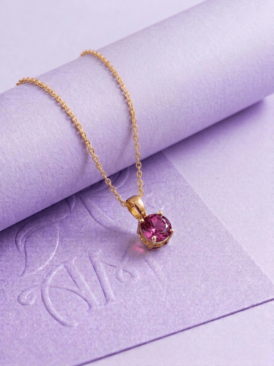 Pendentif tourmaline rose de en or jaune 14K - AME Jewellery