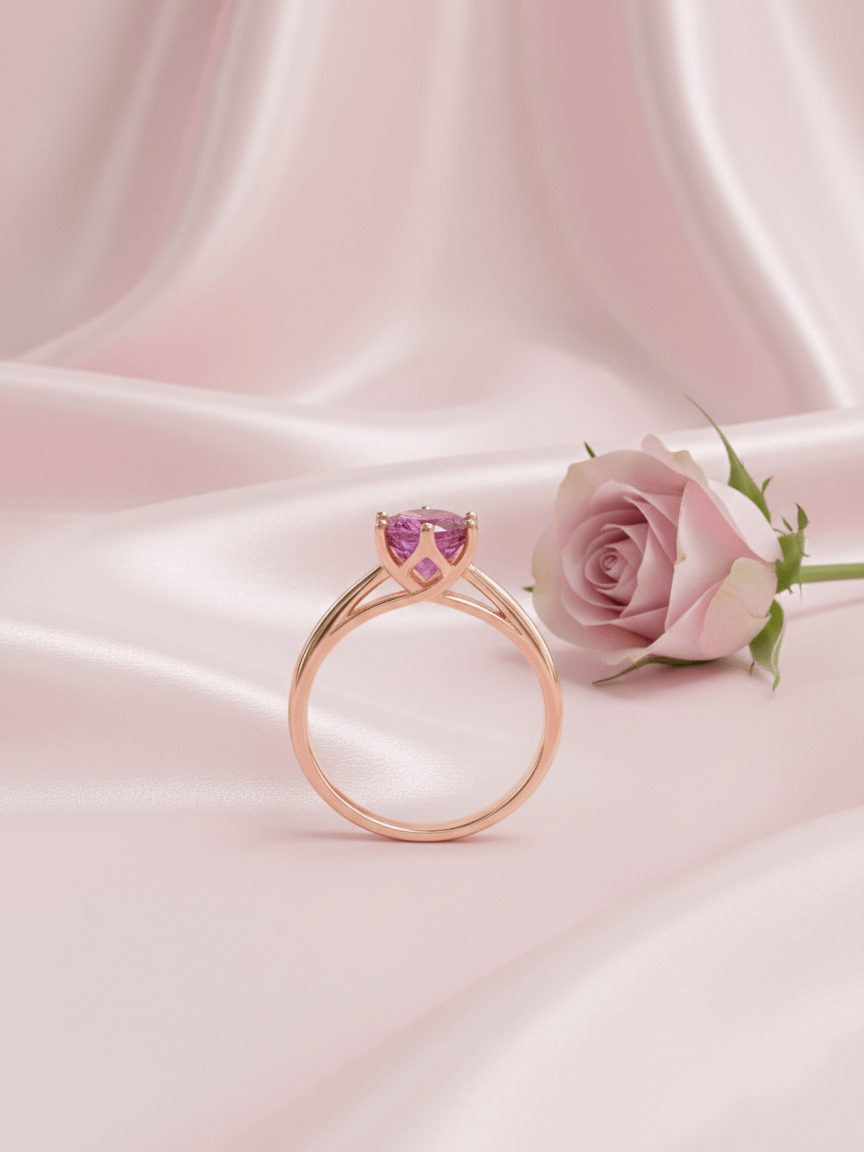 Nhẫn Vàng hồng Đá quý tự nhiên Pink Tourmaline Ring in 14K Rose Gold by AME Jewellery