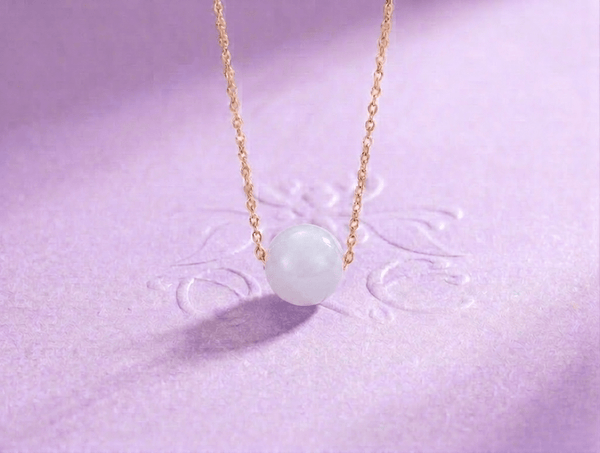 Dây chuyền Vàng Đá quý Cẩm thạch Purple Jadeite Jade Bead Gold Chain Necklace by AME Jewellery