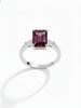 Nhẫn Vàng trắng Đá quý tự nhiên Rectangular Purple Rhodolite Garnet Ring 14K White Gold by AME Jewellery