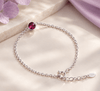 Natural Red Garnet Solitaire Bezel Bracelet in Sterling Silver by AME Jewellery.