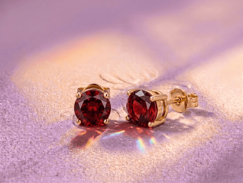 Bông tai đá quý tự nhiên Red Garnet - AME Jewellery