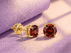 Natural Garnet 4-prong Earrings in 14K Yellow Gold by AME Jewellery