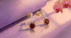 Natural Red Garnet Drop Earrings in 14K Yellow Gold by AME Jewellery. 