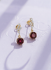 Bông tai Vàng Đá quý tự nhiên Red Garnet Drop Earrings in 14K Yellow Gold by AME Jewellery