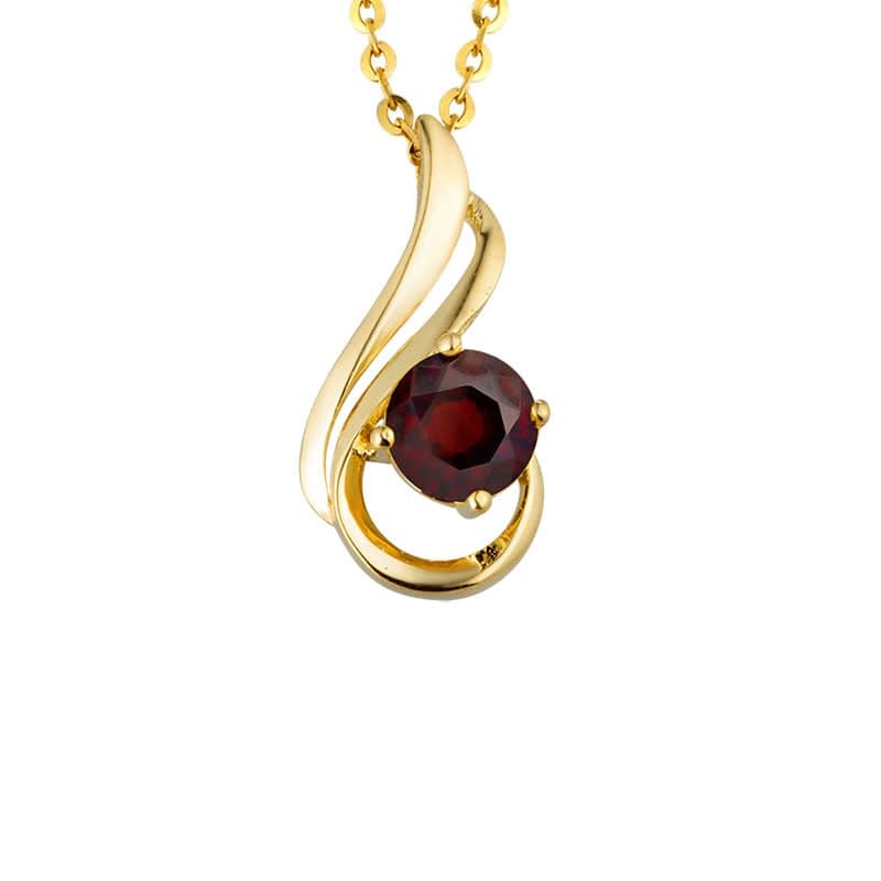 Mặt dây chuyền vàng Đá quý tự nhiên Red Garnet Pendant Necklace in 14K Yellow Gold by AME Jewellery