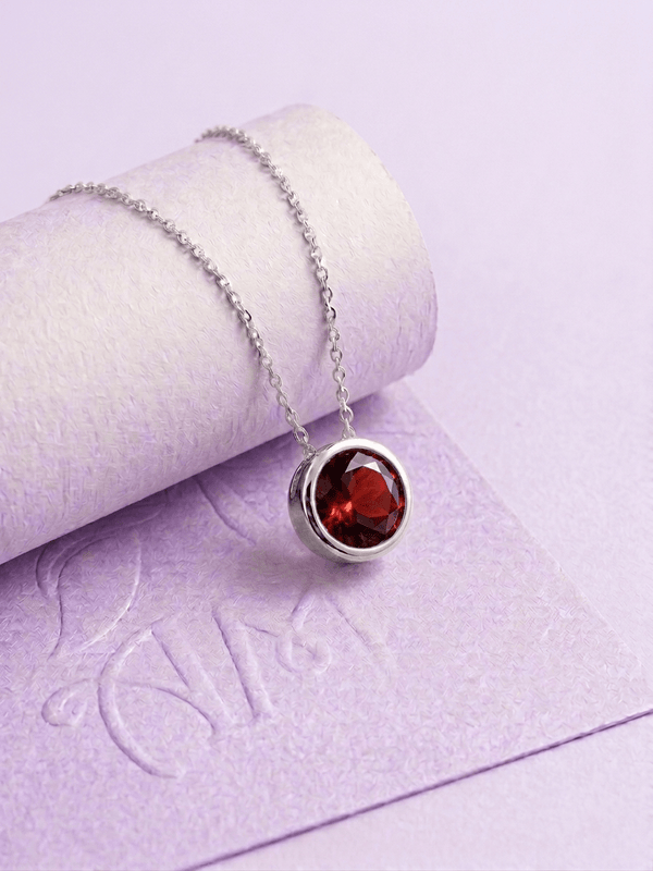Dây chuyền đá quý tự nhiên Natural Garnet Chain Necklace in Sterling Silver by AME Jewellery.