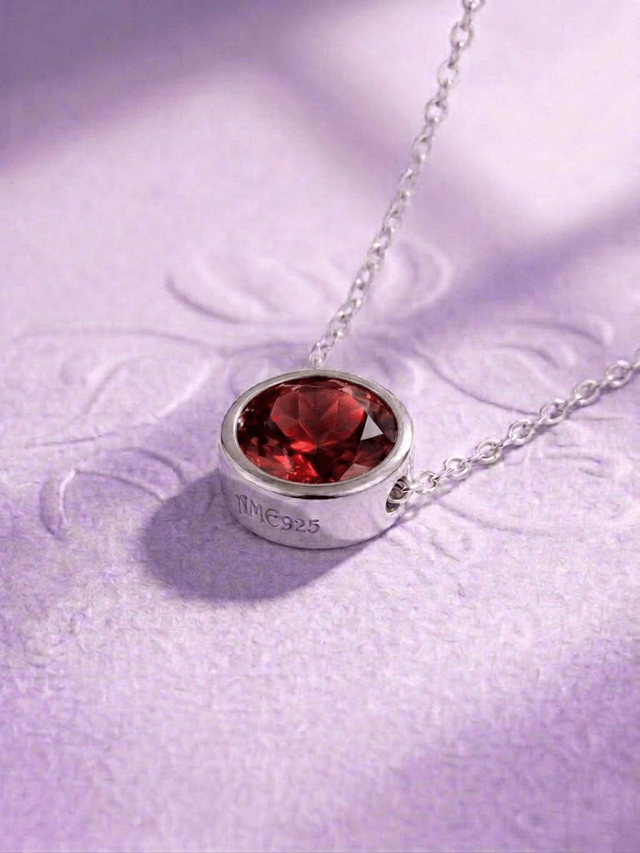 Dây chuyền đá quý tự nhiên Natural Garnet Chain Necklace in Sterling Silver by AME Jewellery.