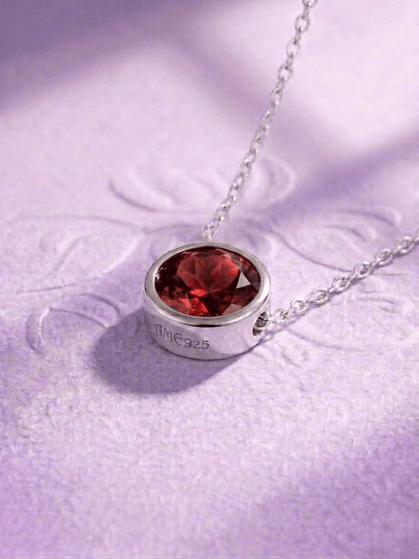 Dây chuyền đá quý tự nhiên Natural Garnet Chain Necklace in Sterling Silver by AME Jewellery.