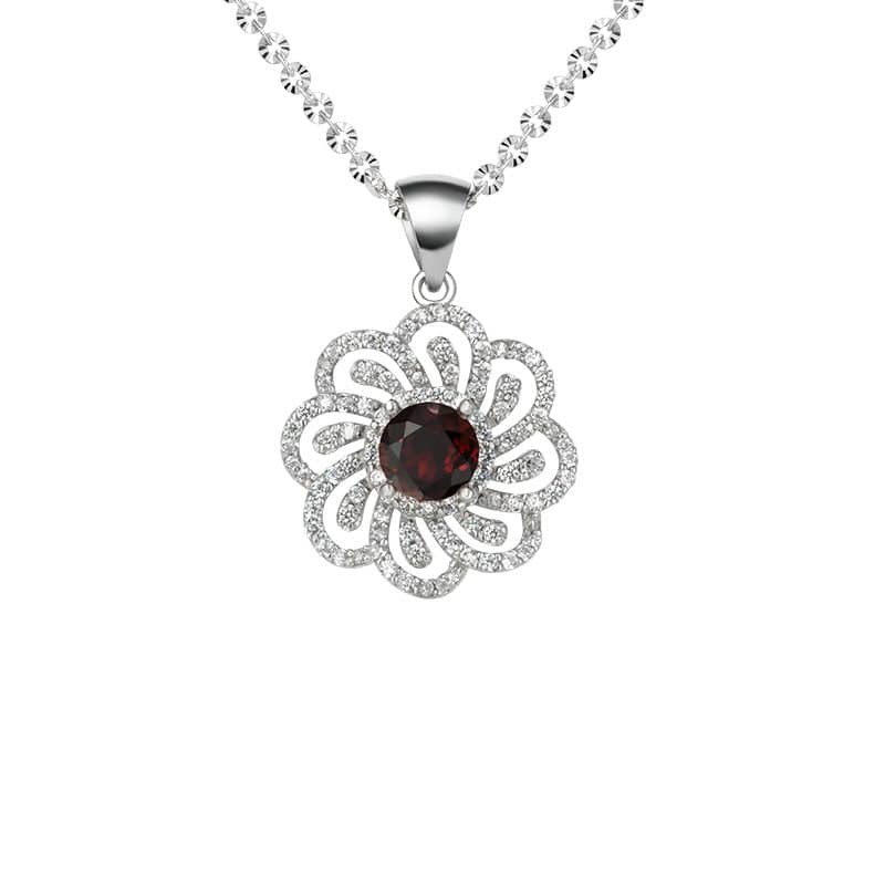 Mặt dây chuyền Đá quý thiên nhiên Garnet Pendant Necklace in Sterling Silver by AME Jewellery