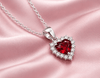 Natural Heart-cut Garnet Pendant Necklace in Sterling Silver by AME Jewellery. 