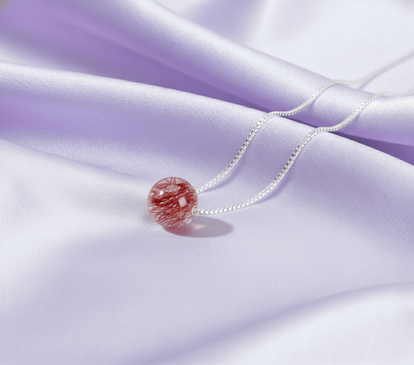 Dây chuyền Đá quý tự nhiên Thạch anh Tóc đỏ | Red Rutile Quartz Bead Chain Necklace in Sterling Silver by AME Jewellery