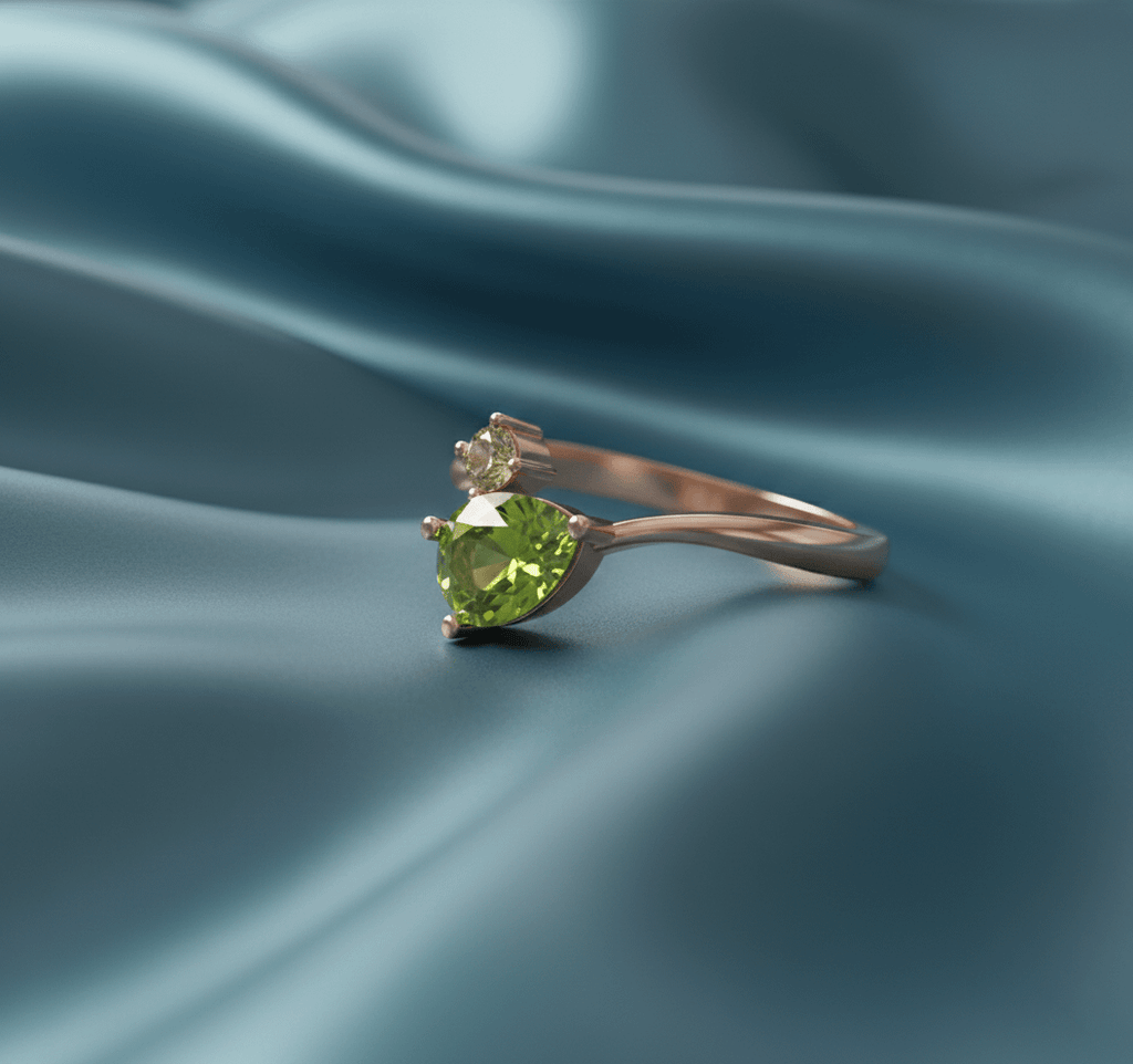 Nhẫn Vàng hồng Đá quý tự nhiên Natural Pear Peridot & Yellow Sapphire Bypass Ring in 14K Rose Gold by AME Jewellery