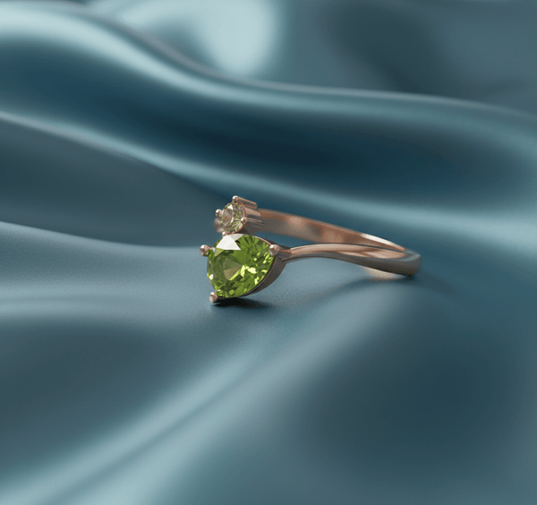 Nhẫn Vàng hồng Đá quý tự nhiên Natural Pear Peridot & Yellow Sapphire Bypass Ring in 14K Rose Gold by AME Jewellery