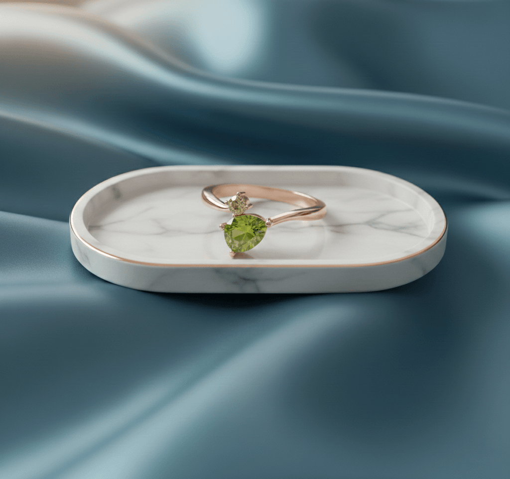 Nhẫn Vàng hồng Đá quý tự nhiên Natural Pear Peridot & Yellow Sapphire Bypass Ring in 14K Rose Gold by AME Jewellery