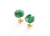 Bông tai Hoa Hồng Vàng 14K Đá Cẩm thạch thiên nhiên | Carved Rose Flower Jadeite Jade Gold Earrings | AME 
