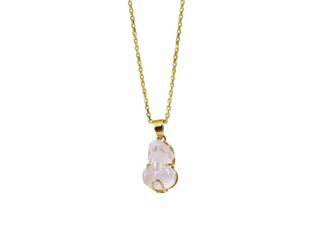 Mặt dây Vàng Tỳ Hưu Rose Quartz Pendant Necklace in 14K yellow Gold by AME Jewellery