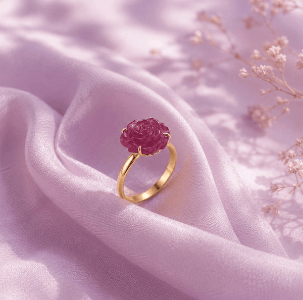 Natural Rose Ruby ring in 14K Yellow Gold - AME Jewellery