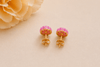 Intricate Back Design-Boucles d'oreilles en or jaune 14K avec rosé rubis - AME Jewellery
