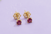 Bông tai Vàng Đá quý thiên nhiên Ruby 4-prong Earrings in 14K Yellow Gold by AME Jewellery