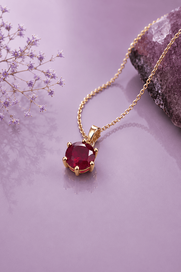 Pendentif rubis naturel de en or jaune 14K - AME Jewellery