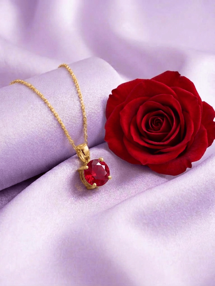 Pendentif rubis naturel de en or jaune 14K - AME Jewellery