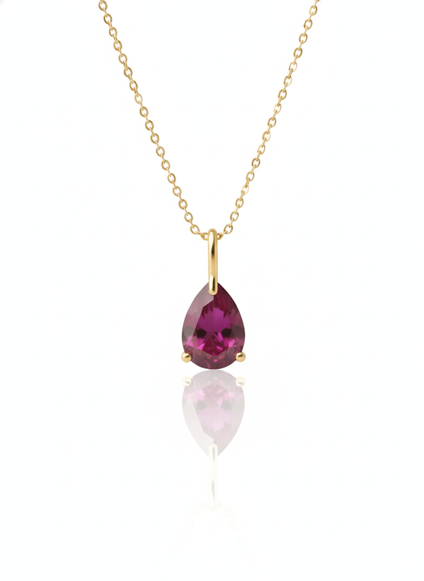 Mặt dây chuyền Vàng Đá quý tự nhiên Pear-cut Ruby Pendant in 14K Yellow Gold by AME Jewellery