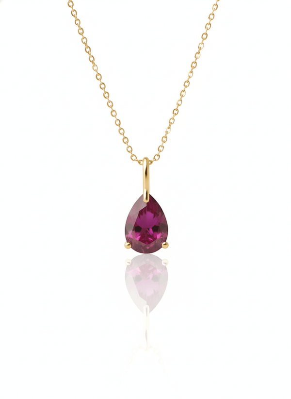 Mặt dây chuyền Vàng Đá quý tự nhiên Pear-cut Ruby Pendant in 14K Yellow Gold by AME Jewellery