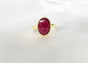 Nhẫn nữ Vàng Đá quý tự nhiên Oval Cabochon Ruby Bezel Ring in 14K Yellow Gold by AME Jewellery