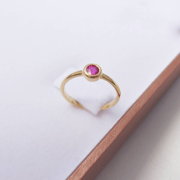 Nhẫn Vàng Đá quý thiên nhiên Natural Ruby Bezel Ring in 14K Yellow Gold | AME Jewellery