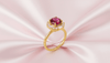 Nhẫn nữ Vàng Đá quý tự nhiên Mozambique Ruby Octagon Halo Ring in 14K Yellow Gold by AME Jewellery
