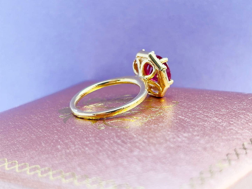 Nhẫn nữ Vàng Đá quý tự nhiên Mozambique Ruby Octagon Halo Ring in 14K Yellow Gold by AME Jewellery