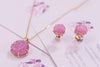 Bộ Trang sức Vàng 14K Hoa hồng Đá quý tự nhiên Ruby Carved Rose Flower Jewelry Set in 14K Yellow Gold by AME Jewellery