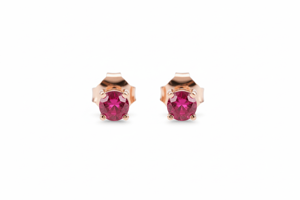 Natural Ruby 4-Prong Earrings in 14-karat Rose Gold by AME Jewellery. 