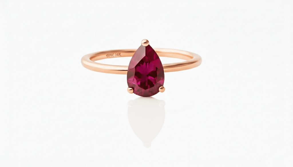 Nhẫn Vàng hồng Đá quý tự nhiên Pear-cut Ruby Ring in 14K Rose Gold by AME Jewellery