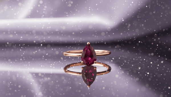 Nhẫn Vàng hồng Đá quý tự nhiên Pear-cut Ruby Ring in 14K Rose Gold by AME Jewellery