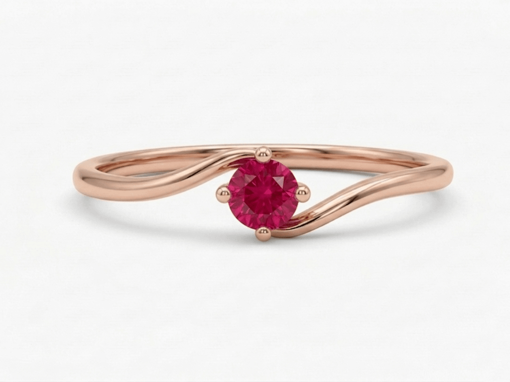 Nhẫn Vàng hồng Đá quý tự nhiên Natural Ruby Solitaire Twist Ring in 14K Rose Gold by AME Jewellery