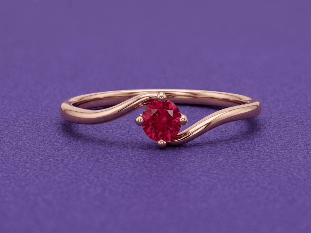 Nhẫn Vàng hồng Đá quý tự nhiên Natural Ruby Solitaire Twist Ring in 14K Rose Gold by AME Jewellery