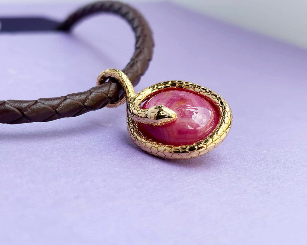 Mặt dây chuyền Rắn Vàng Đá quý tự nhiên Star Ruby Snake Pendant in 14K Yellow Gold by AME Jewellery