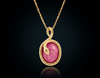 12 carats Natural Star Ruby Snake Pendant in 14K Yellow Gold - AME Jewellery