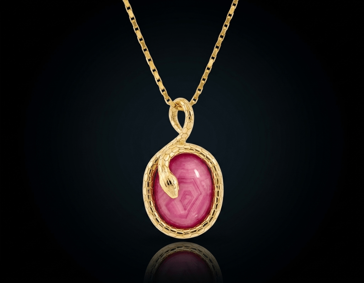 12 carats Star Ruby Snake Pendant in 14K Yellow Gold– AME Jewellery