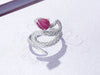 Nhẫn Rắn Nữ Vàng trắng Đá quý tự nhiên Pear Cabochon Star Ruby Snake Ring in 14K White Gold | AME Jewellery