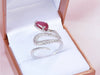 Nhẫn Rắn Nữ Vàng trắng Đá quý tự nhiên Pear Cabochon Star Ruby Snake Ring in 14K White Gold | AME Jewellery