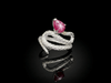 Natural Star Ruby Snake Ring in 14K White Gold - AME Jewellery