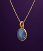 Double-sided Oval Cabochon Blue Sapphire Bezel Pendant Necklace in 14K Yellow Gold by AME Jewellery