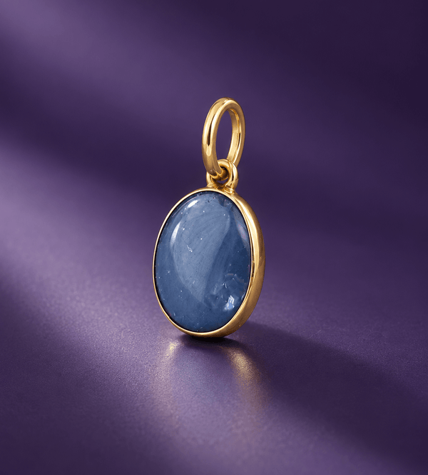 Mặt dây chuyền đá quý tự nhiên cabochon Blue sapphire vàng 14K - AME Jewellery